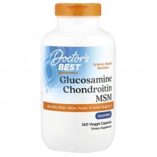 Doctor's Best, глюкозамин, хондроитин и МСМ с OptiMSM, 360 вегетарианских капсул Doctor's Best, глюкозамин, хондроитин и МСМ с OptiMSM, 360 вегетарианских капсул